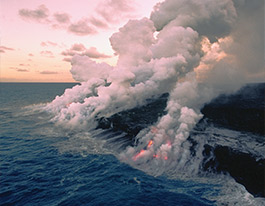 volcano into the sea