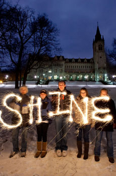 Students with sparklers