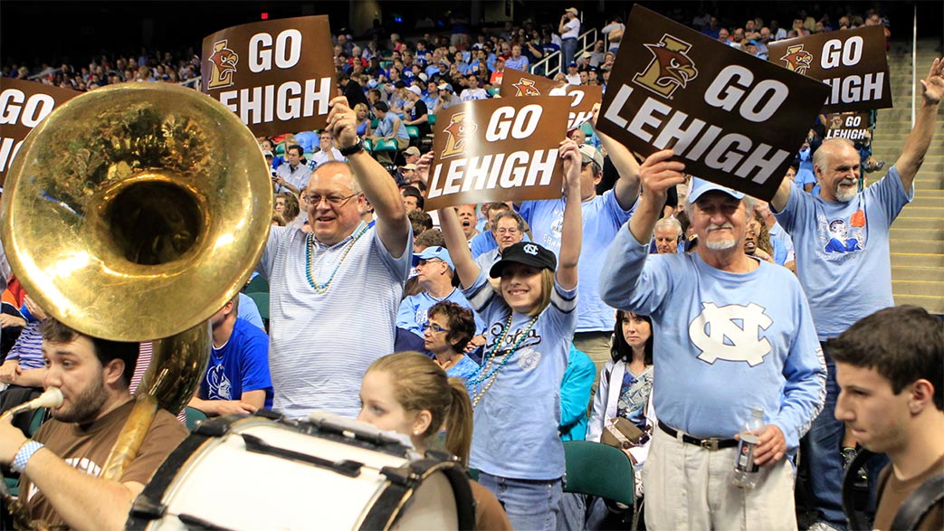 UNC fans cheering for Lehigh