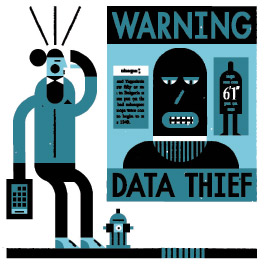 Cartoon illustration of data thief