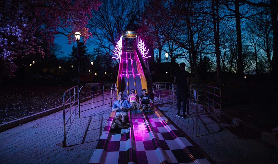 Carnival slide on Memorial Walk