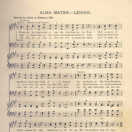 Sheet music for Lehigh&#039;s Alma Mater