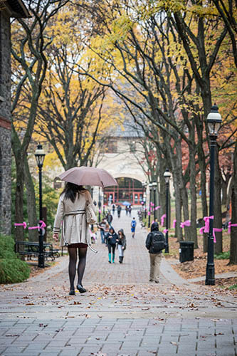 Students walking on campus