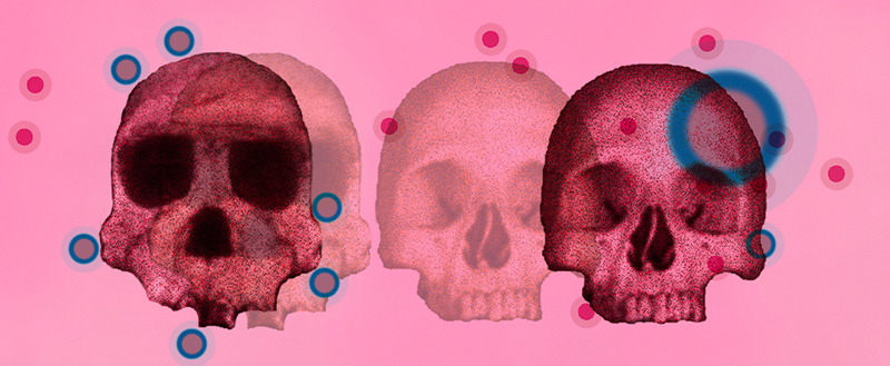 Illustration of four skulls