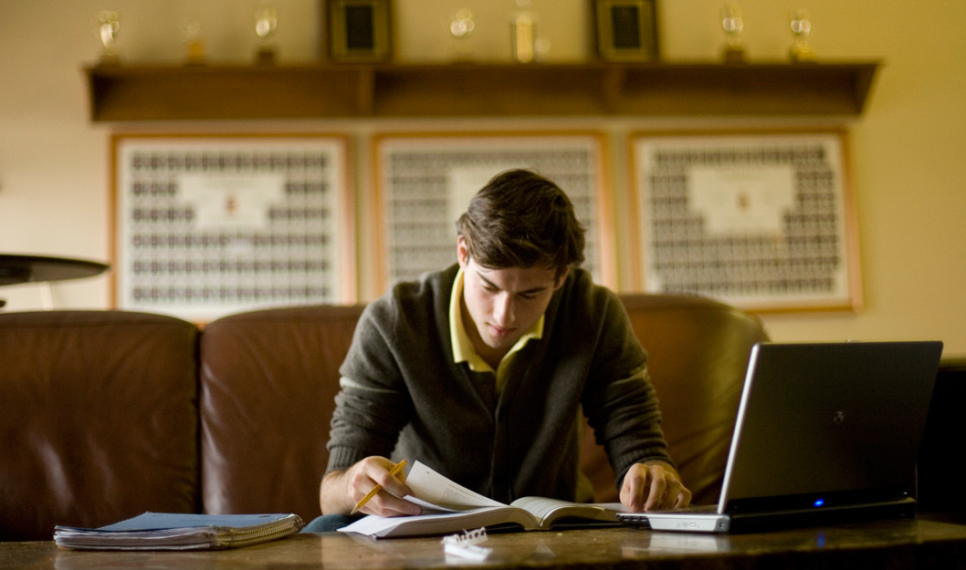 A student studying