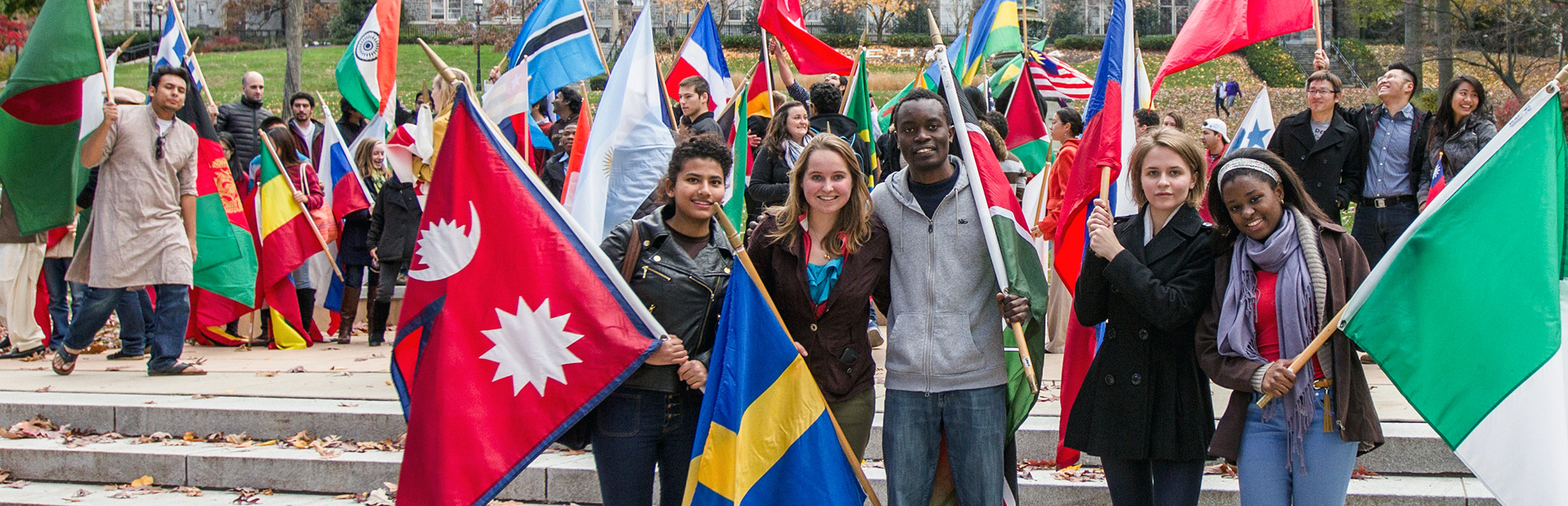 Students in a flag parade