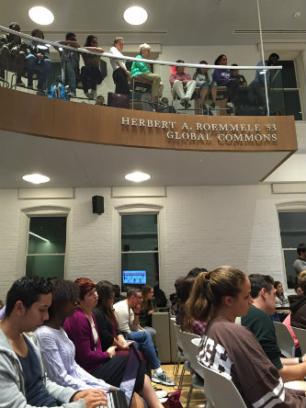 Crowd at lehigh open forum on protest and policing.