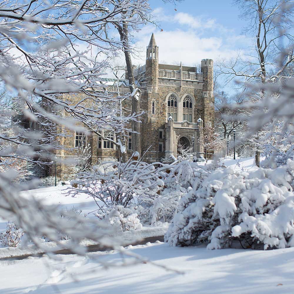 Linderman Library in snow