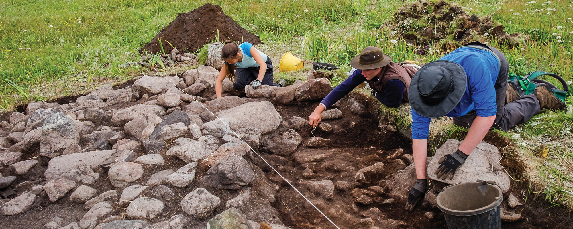 Lehigh students in an excavation on Orasay