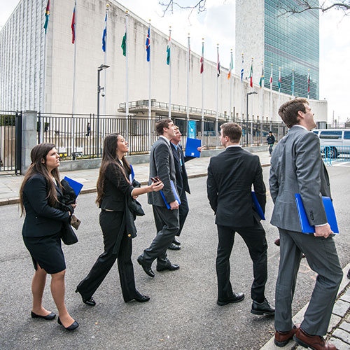 Lehigh students in front of United Nations headquarters