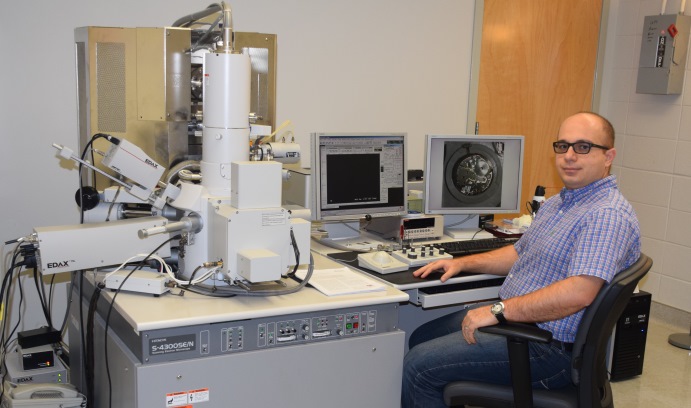 During his stay last fall as a Postdoctoral Fellow at the Loewy Institute, Javad Samei used Lehigh’s scanning electron microscopes to analyze steel sheets that are used in the automotive industry. (Photo courtesy of Javad Samei)