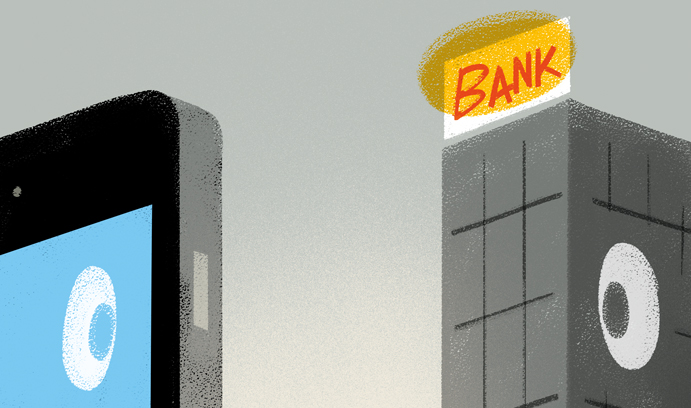 FinTech Smartphone and Bank Graphic